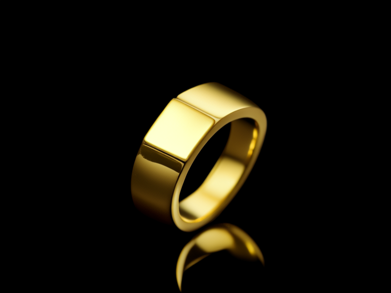 黄金方戒戒指图片